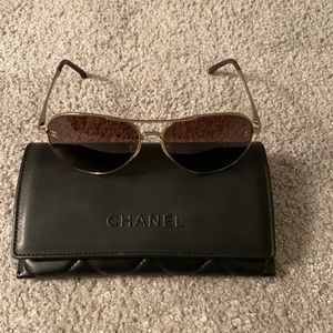 Chanel Aviators with case and Chanel microfiber